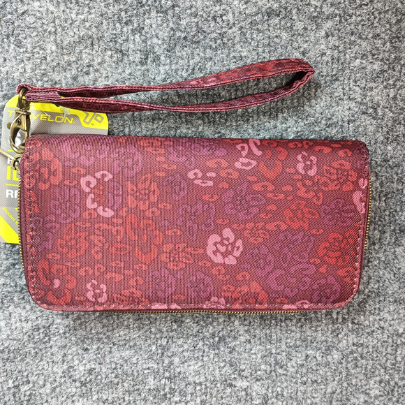 Travelon Safe ID RFID Blocking Wristlet Wallet Burgundy Floral Zip Around - Picture 6 of 6